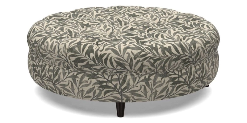 Helmsley Round Footstool in Linwood Omega Velvet Navy
