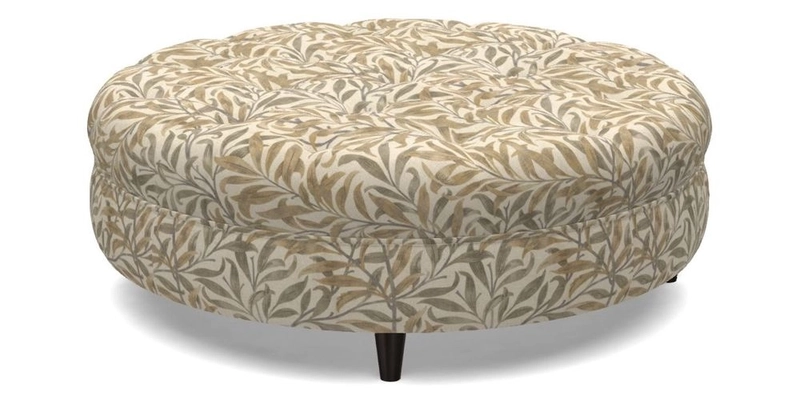 Helmsley Round Footstool in Linwood Omega Velvet Navy