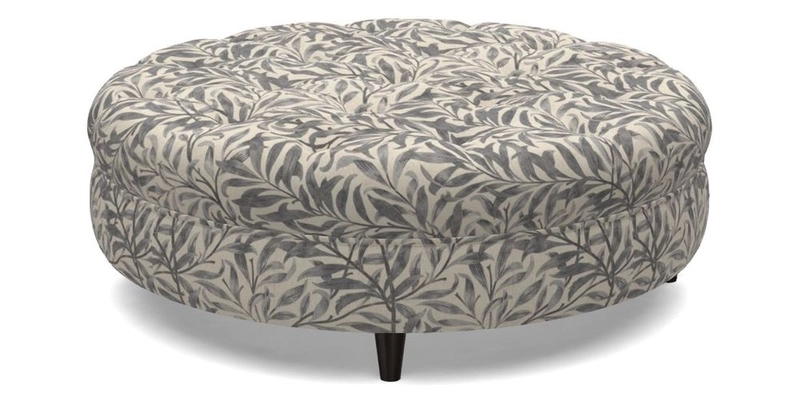 Helmsley Round Footstool in Linwood Omega Velvet Navy