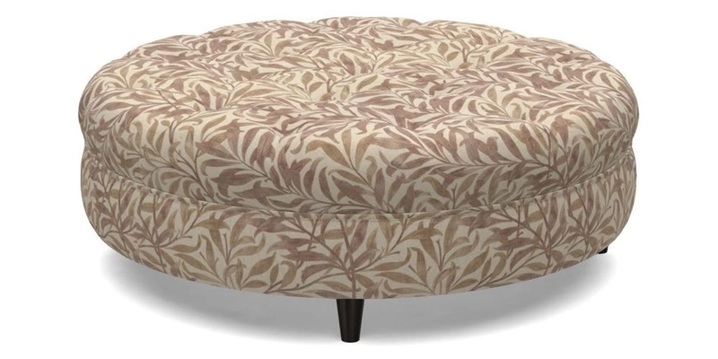 Helmsley Round Footstool in Linwood Omega Velvet Navy