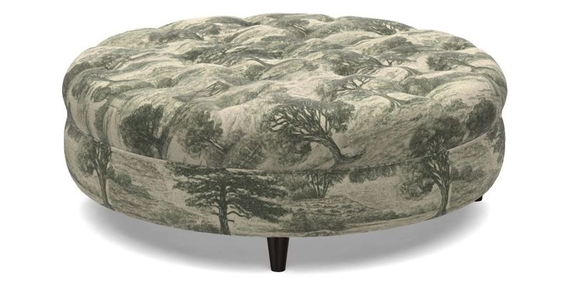 Helmsley Round Footstool in Linwood Omega Velvet Navy
