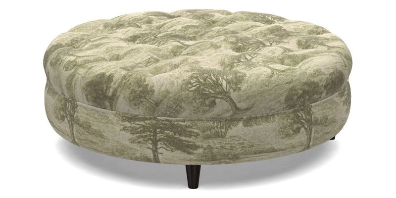 Helmsley Round Footstool in Linwood Omega Velvet Navy