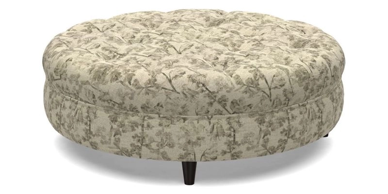 Helmsley Round Footstool in Linwood Omega Velvet Navy