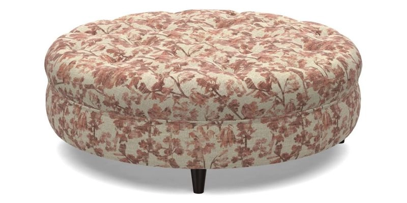 Helmsley Round Footstool in Linwood Omega Velvet Navy