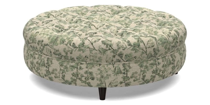 Helmsley Round Footstool in Linwood Omega Velvet Navy