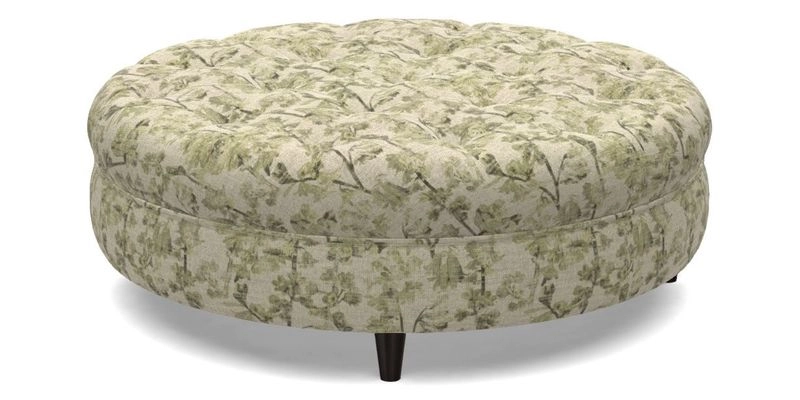Helmsley Round Footstool in Linwood Omega Velvet Navy