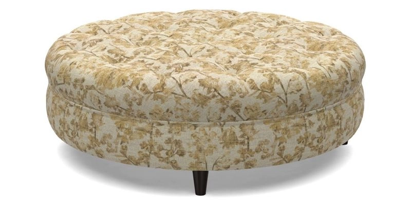 Helmsley Round Footstool in Linwood Omega Velvet Navy
