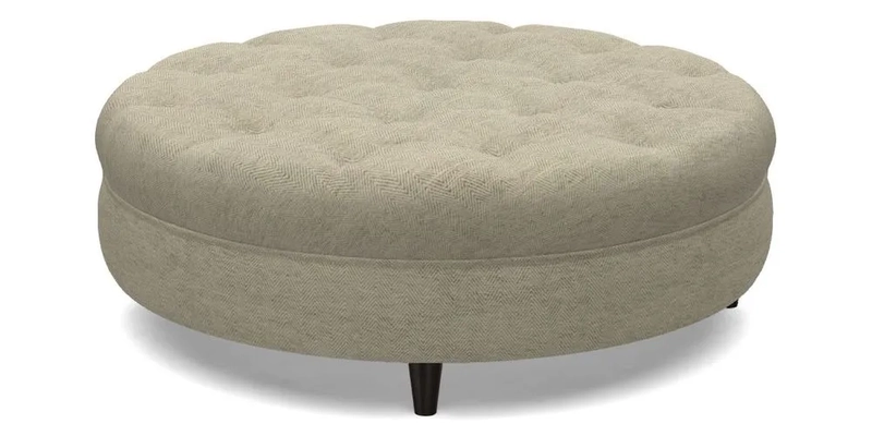 Helmsley Round Footstool in Linwood Omega Velvet Navy