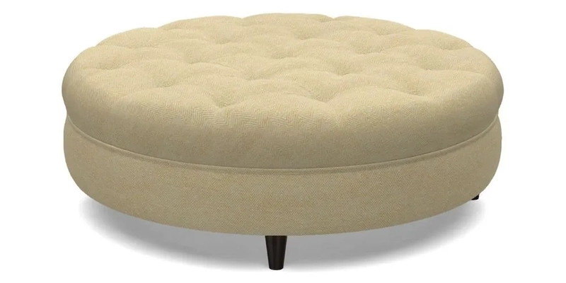 Helmsley Round Footstool in Linwood Omega Velvet Navy