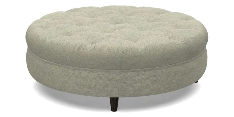 Helmsley Round Footstool in Linwood Omega Velvet Navy