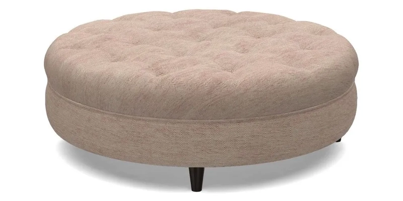 Helmsley Round Footstool in Linwood Omega Velvet Navy