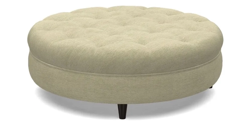 Helmsley Round Footstool in Linwood Omega Velvet Navy