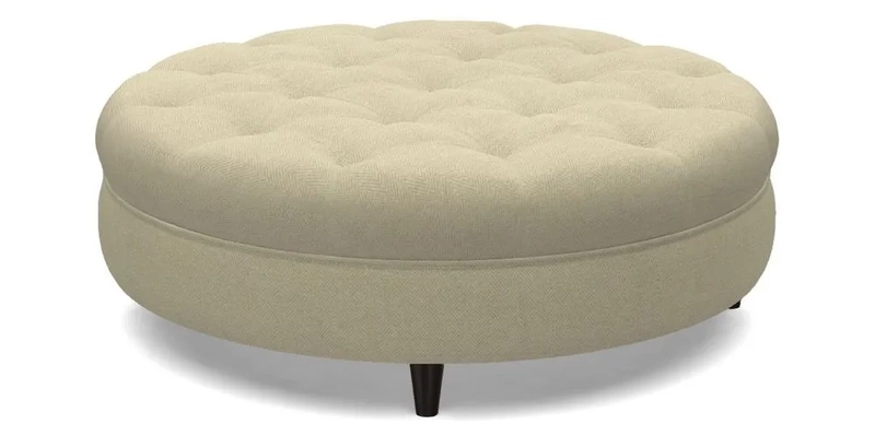Helmsley Round Footstool in Linwood Omega Velvet Navy