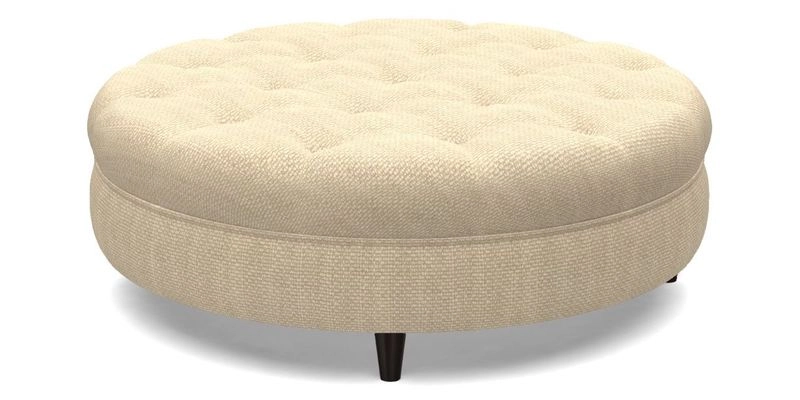 Helmsley Round Footstool in Linwood Omega Velvet Navy