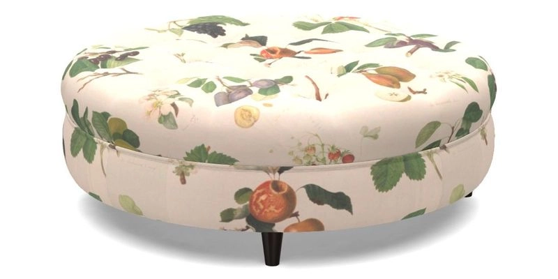 Helmsley Round Footstool in Linwood Omega Velvet Navy