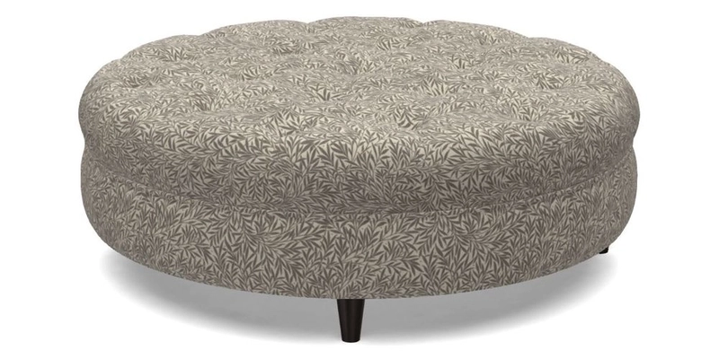 Helmsley Round Footstool in Linwood Omega Velvet Navy