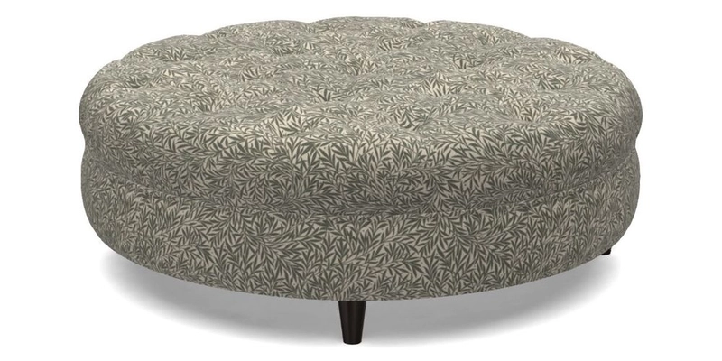 Helmsley Round Footstool in Linwood Omega Velvet Navy