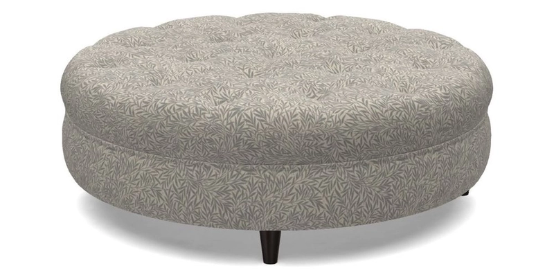 Helmsley Round Footstool in Linwood Omega Velvet Navy