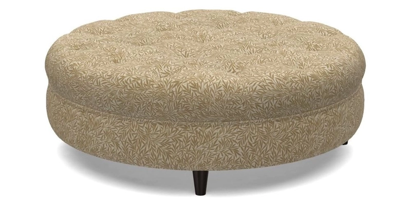 Helmsley Round Footstool in Linwood Omega Velvet Navy