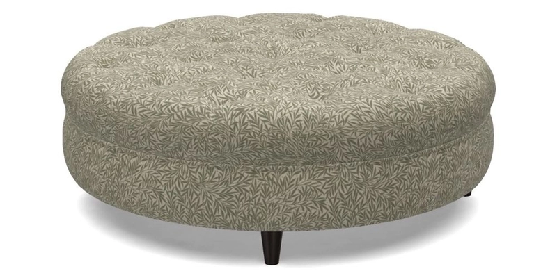 Helmsley Round Footstool in Linwood Omega Velvet Navy