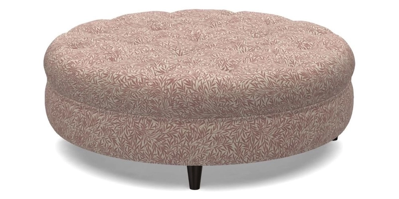 Helmsley Round Footstool in Linwood Omega Velvet Navy