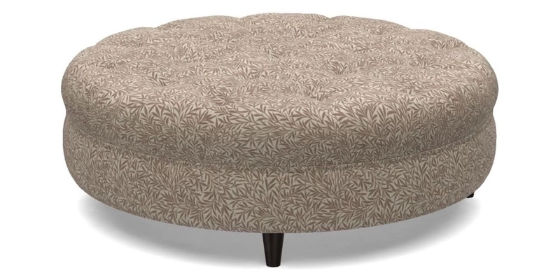 Helmsley Round Footstool in Linwood Omega Velvet Navy