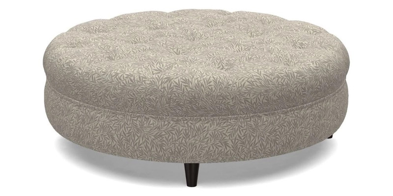 Helmsley Round Footstool in Linwood Omega Velvet Navy