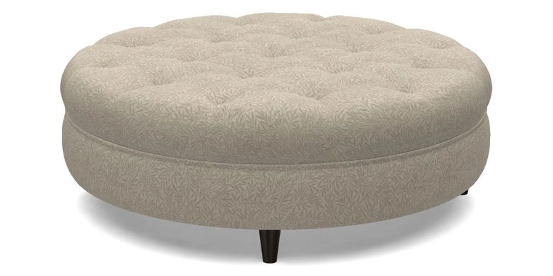Helmsley Round Footstool in Linwood Omega Velvet Navy