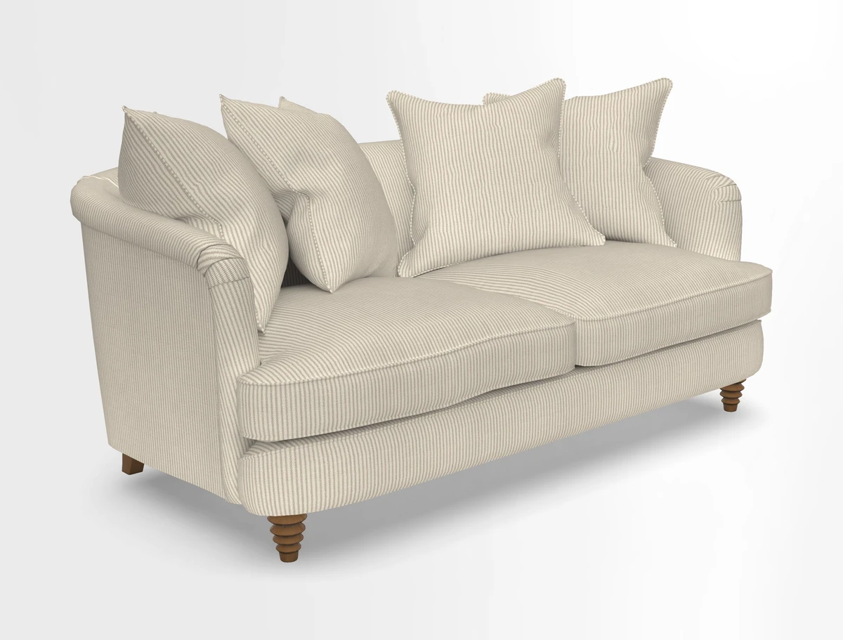 Helmsley Sofa in Mohair Velvet Fir Green with Seat and Back Cushions in RHS Collection Trailing Vine Olive and Small Trailing Ivy Olive
