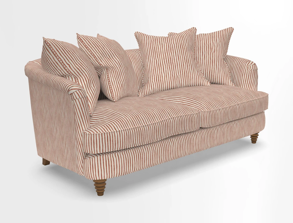 Helmsley Sofa in Mohair Velvet Fir Green with Seat and Back Cushions in RHS Collection Trailing Vine Olive and Small Trailing Ivy Olive