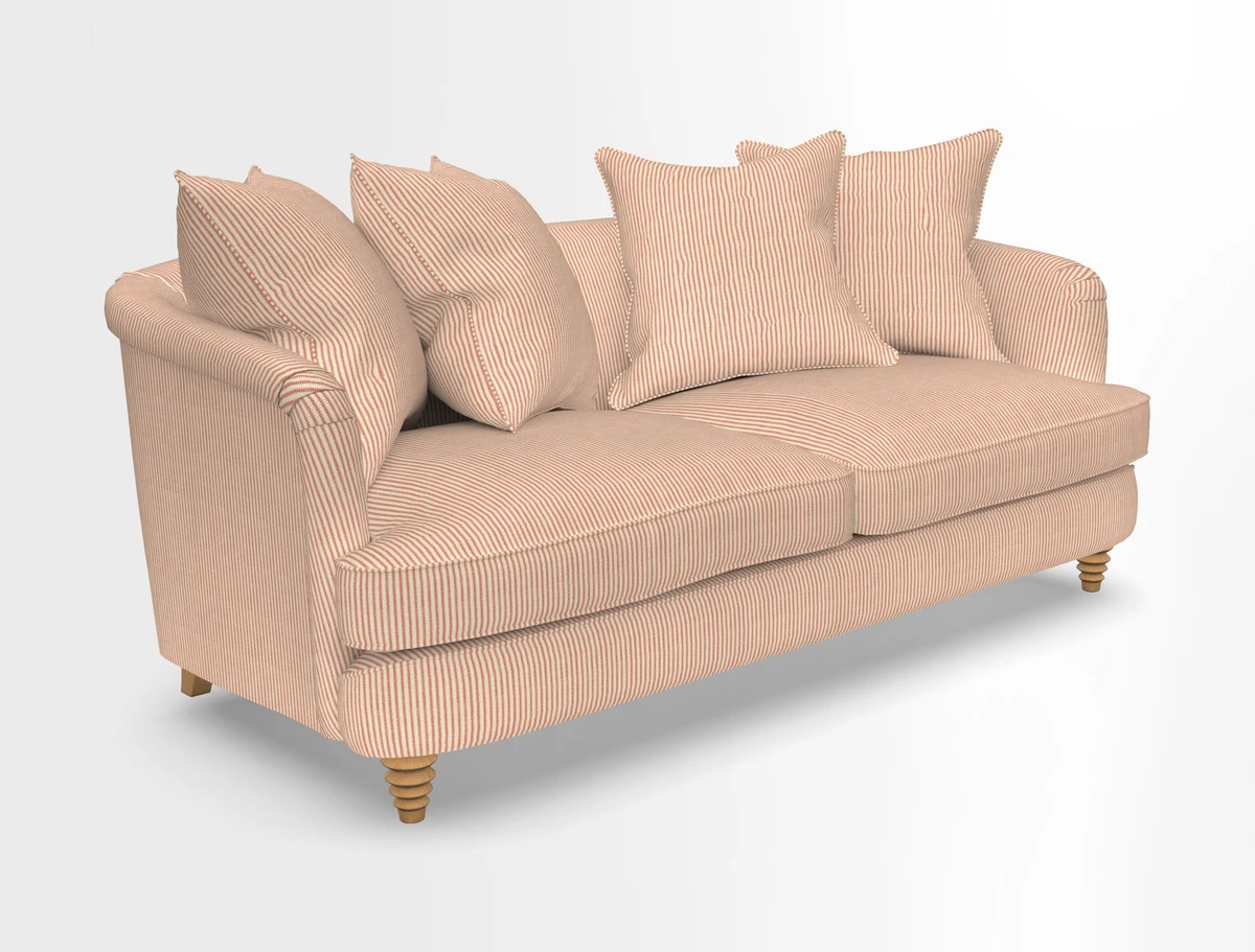 Helmsley 3 Seater Sofa in Mohair Velvet Fir Green with Seat and Back Cushions in RHS Collection Trailing Vine Olive and Small Trailing Ivy Olive