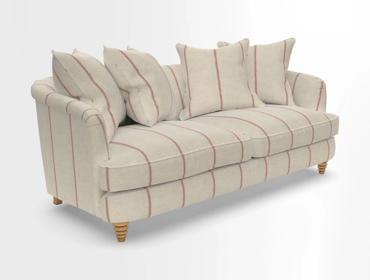 Helmsley 3 Seater Sofa in Mohair Velvet Fir Green with Seat and Back Cushions in RHS Collection Trailing Vine Olive and Small Trailing Ivy Olive