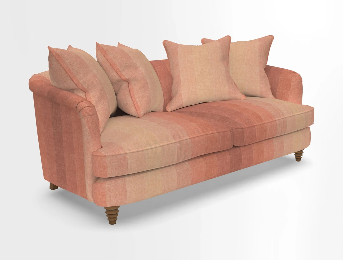 Helmsley 3 Seater Sofa in Mohair Velvet Fir Green with Seat and Back Cushions in RHS Collection Trailing Vine Olive and Small Trailing Ivy Olive