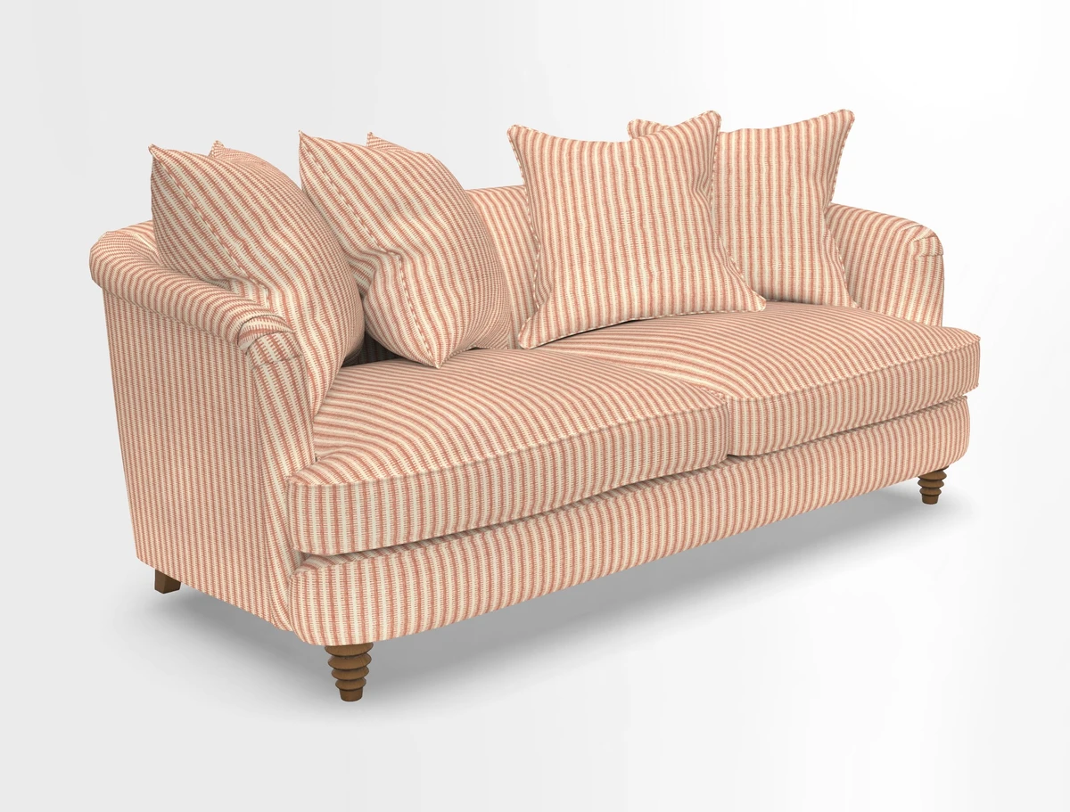 Helmsley 3 Seater Sofa in Mohair Velvet Fir Green with Seat and Back Cushions in RHS Collection Trailing Vine Olive and Small Trailing Ivy Olive