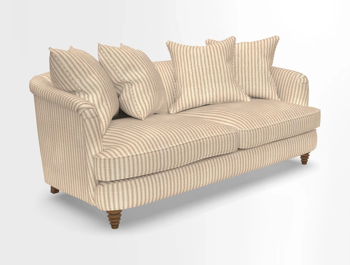Helmsley 3 Seater Sofa in Mohair Velvet Fir Green with Seat and Back Cushions in RHS Collection Trailing Vine Olive and Small Trailing Ivy Olive
