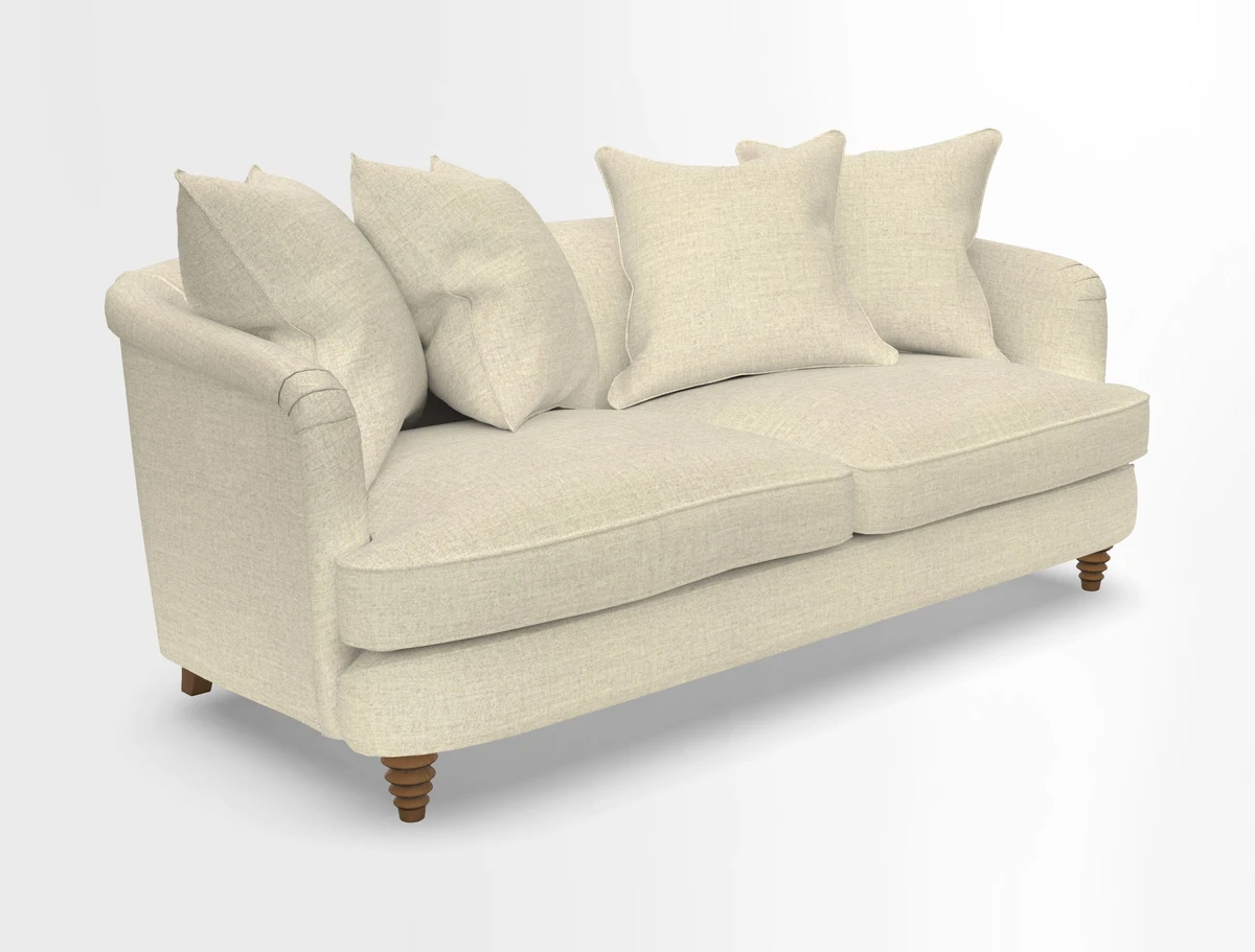 Helmsley 3 Seater Sofa in Mohair Velvet Fir Green with Seat and Back Cushions in RHS Collection Trailing Vine Olive and Small Trailing Ivy Olive