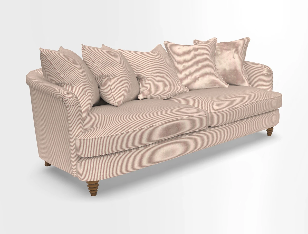 Helmsley Sofa in Mohair Velvet Fir Green with Seat and Back Cushions in RHS Collection Trailing Vine Olive and Small Trailing Ivy Olive