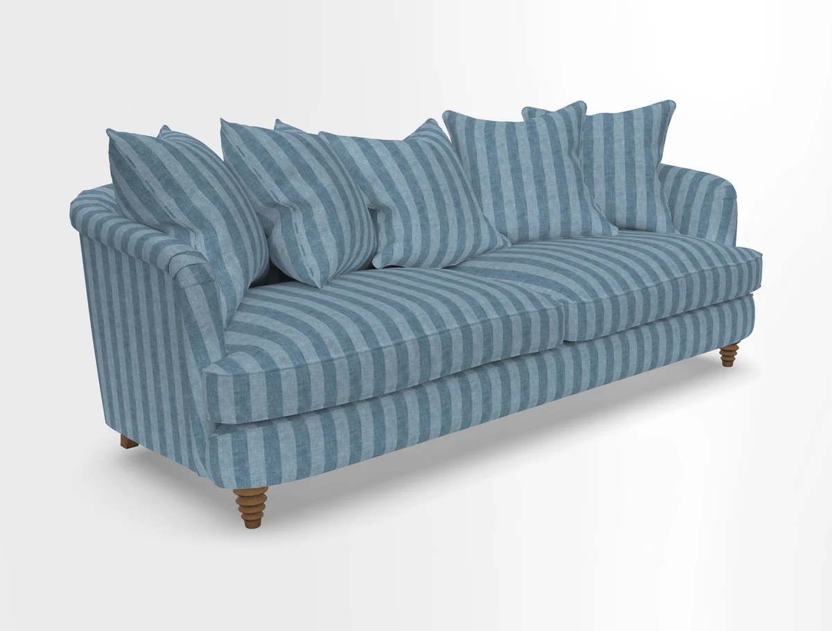 Helmsley Sofa in Mohair Velvet Fir Green with Seat and Back Cushions in RHS Collection Trailing Vine Olive and Small Trailing Ivy Olive