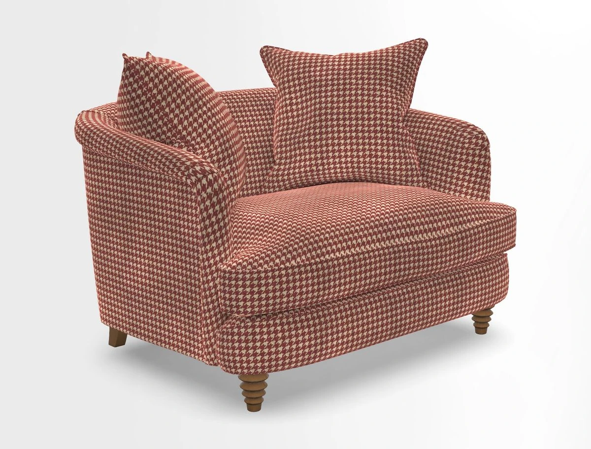 Helmsley Snuggler in V&A Threads of India Opulent Velvets Forest Creatures Hunter piping in Swiss Velvet Olive and scatter in Stockport Stripe Flame