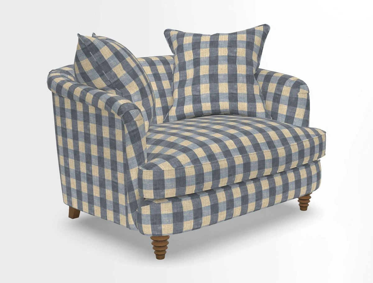 Helmsley Snuggler in V&A Threads of India Opulent Velvets Forest Creatures Hunter piping in Swiss Velvet Olive and scatter in Stockport Stripe Flame