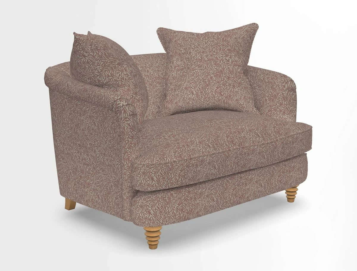 Helmsley Snuggler in V&A Threads of India Opulent Velvets Forest Creatures Hunter piping in Swiss Velvet Olive and scatter in Stockport Stripe Flame