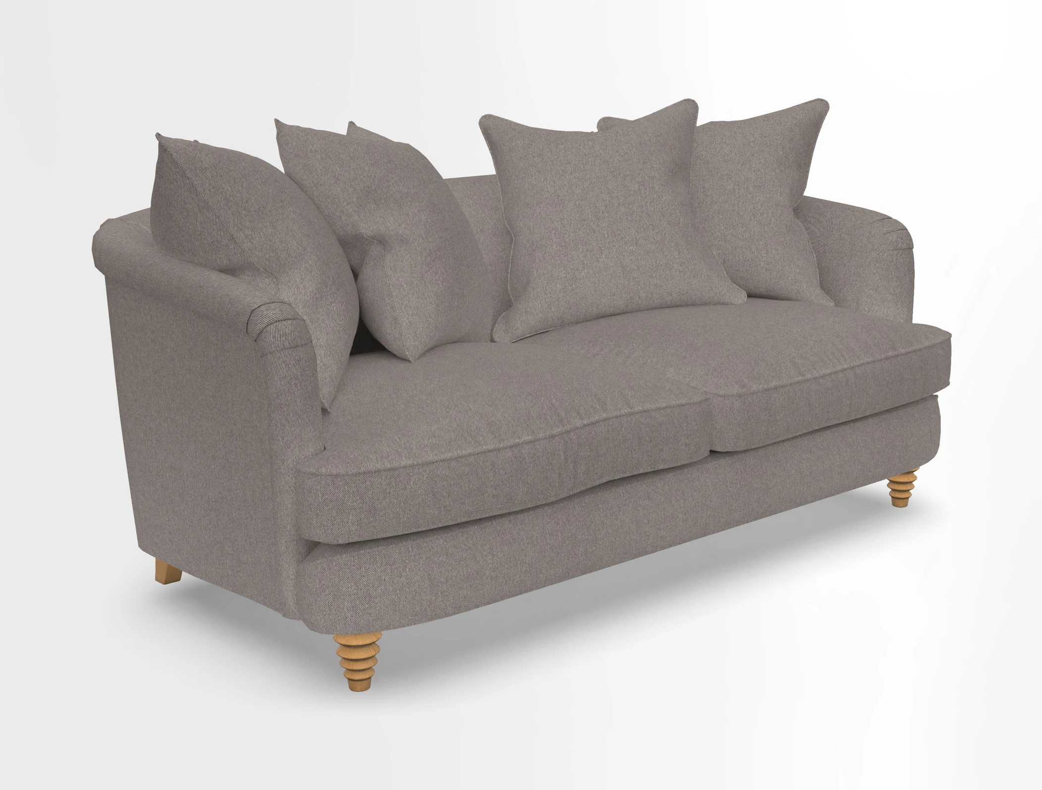 Helmsley Sofa in Mohair Velvet Fir Green with Seat and Back Cushions in RHS Collection Trailing Vine Olive and Small Trailing Ivy Olive