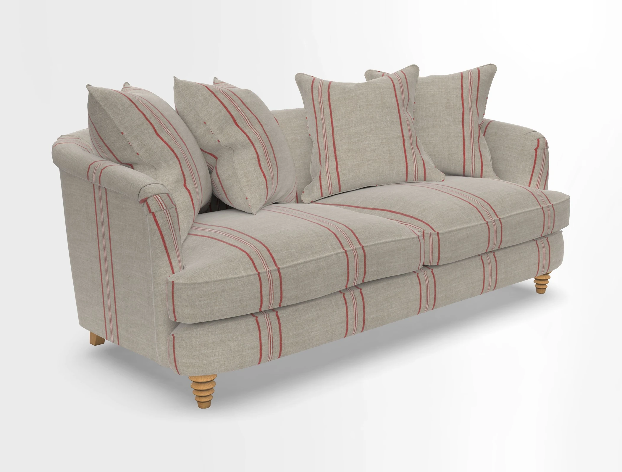 Helmsley 3 Seater Sofa in Mohair Velvet Fir Green with Seat and Back Cushions in RHS Collection Trailing Vine Olive and Small Trailing Ivy Olive