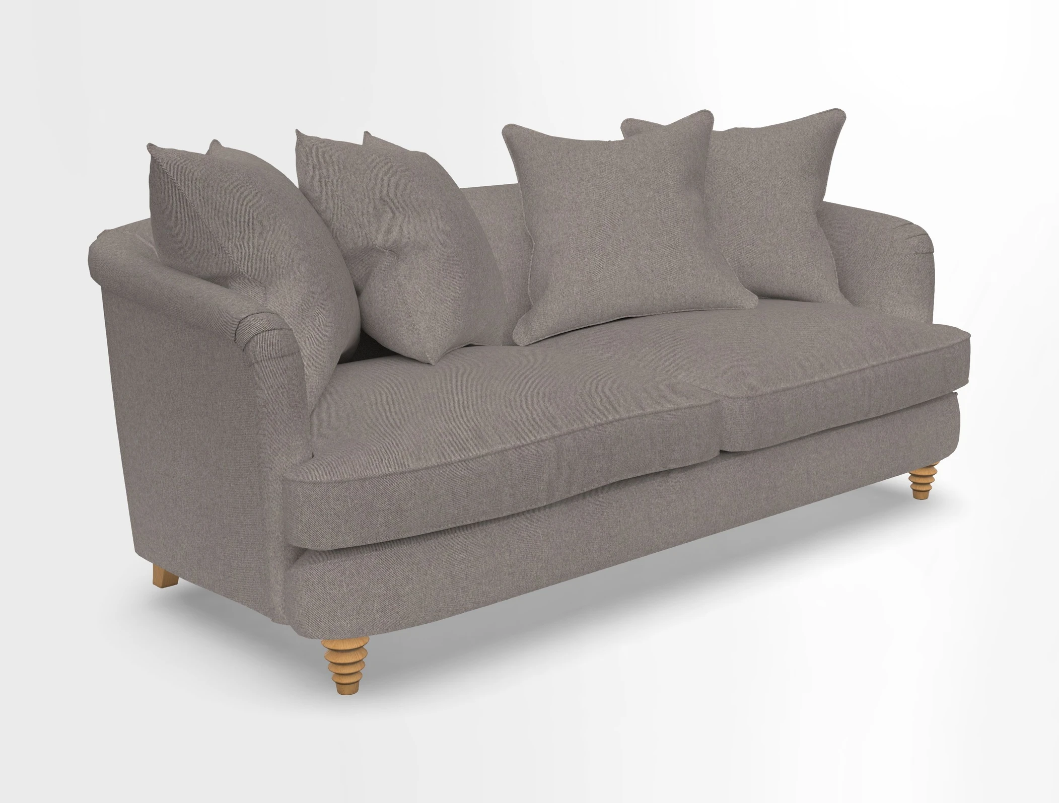 Helmsley 3 Seater Sofa in Mohair Velvet Fir Green with Seat and Back Cushions in RHS Collection Trailing Vine Olive and Small Trailing Ivy Olive