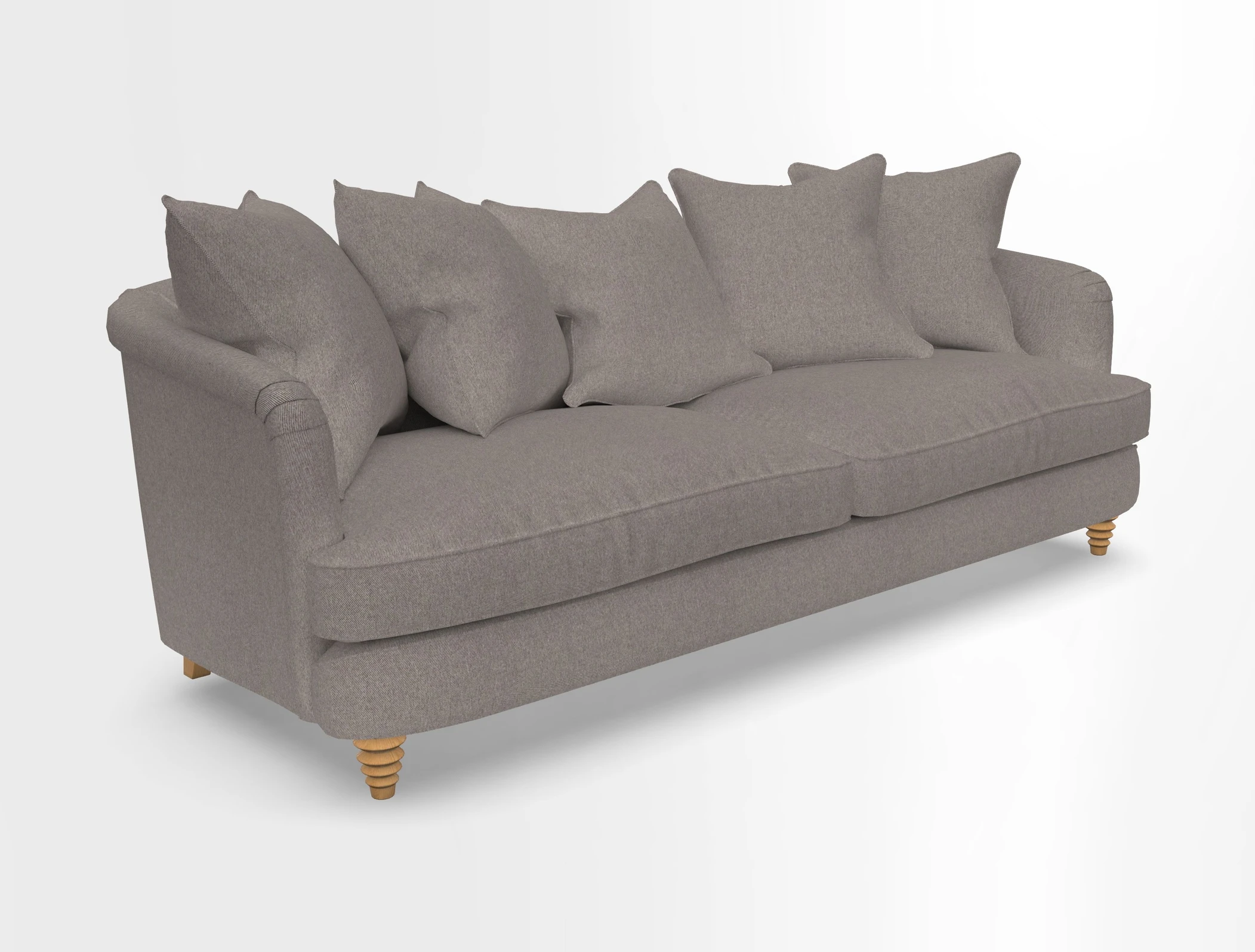 Helmsley Sofa in Mohair Velvet Fir Green with Seat and Back Cushions in RHS Collection Trailing Vine Olive and Small Trailing Ivy Olive