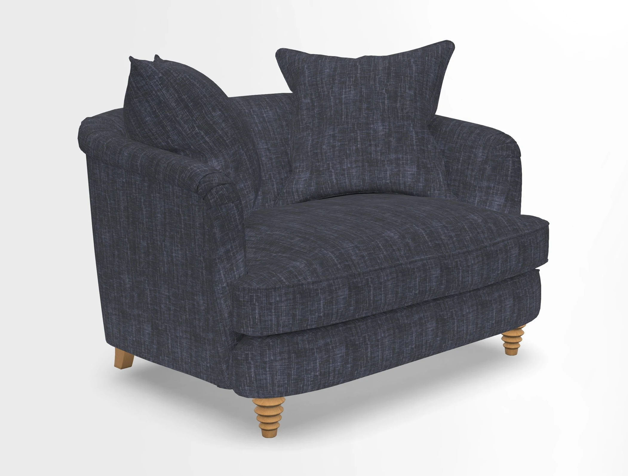 Helmsley Snuggler in V&A Threads of India Opulent Velvets Forest Creatures Hunter piping in Swiss Velvet Olive and scatter in Stockport Stripe Flame