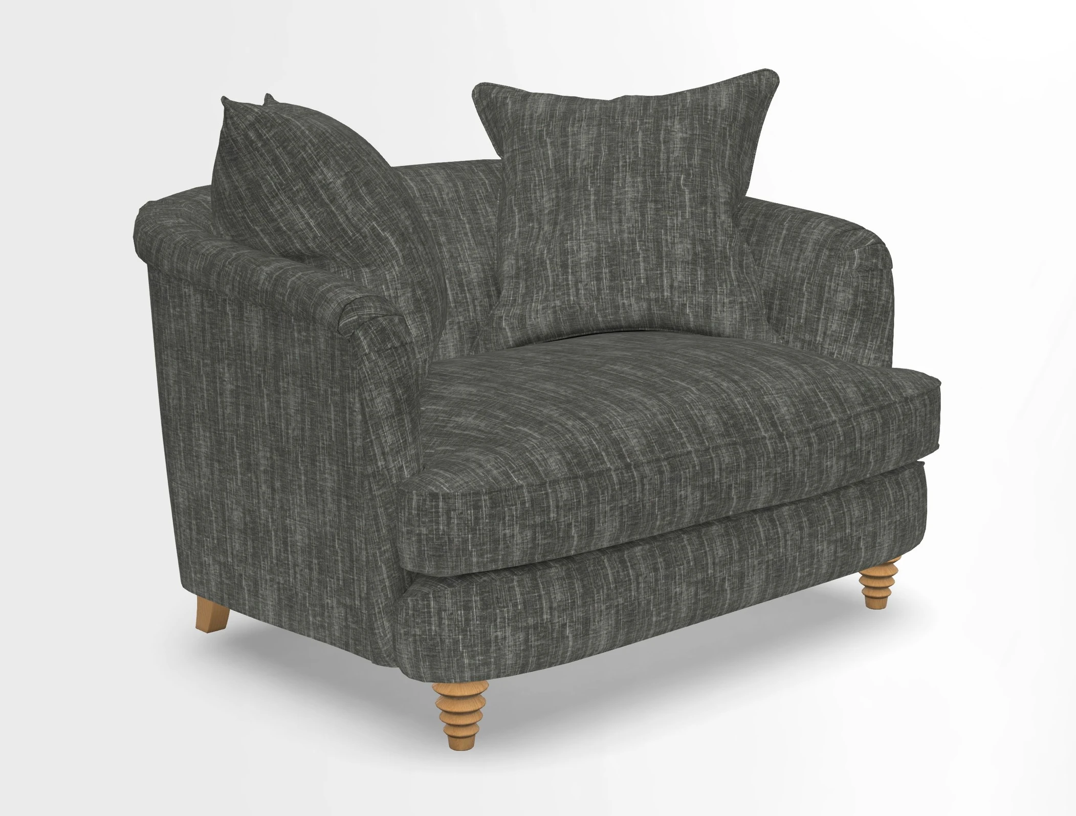 Helmsley Snuggler in V&A Threads of India Opulent Velvets Forest Creatures Hunter piping in Swiss Velvet Olive and scatter in Stockport Stripe Flame