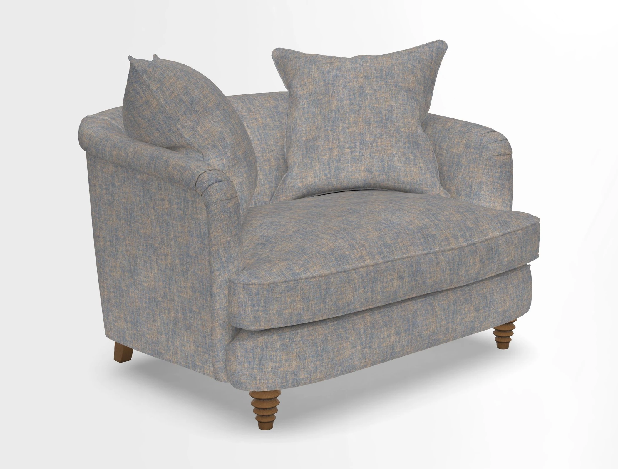 Helmsley Snuggler in V&A Threads of India Opulent Velvets Forest Creatures Hunter piping in Swiss Velvet Olive and scatter in Stockport Stripe Flame