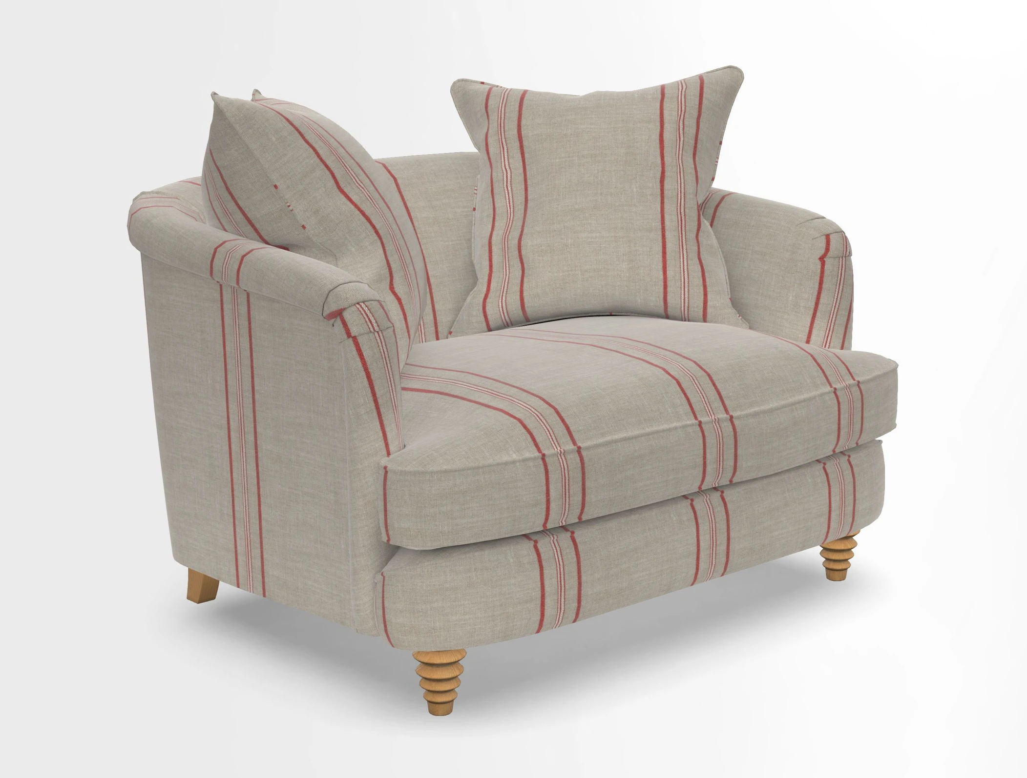 Helmsley Snuggler in V&A Threads of India Opulent Velvets Forest Creatures Hunter piping in Swiss Velvet Olive and scatter in Stockport Stripe Flame