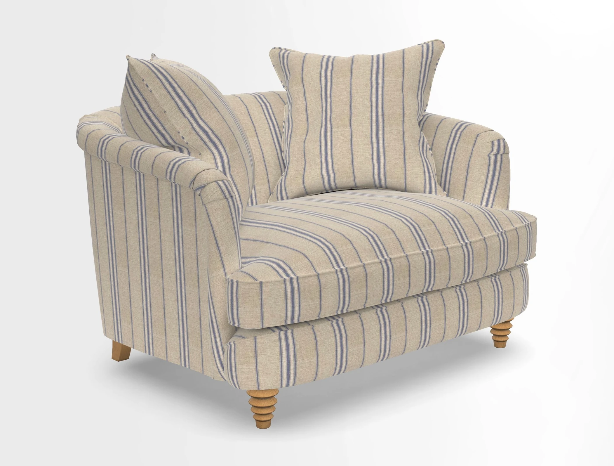 Helmsley Snuggler in V&A Threads of India Opulent Velvets Forest Creatures Hunter piping in Swiss Velvet Olive and scatter in Stockport Stripe Flame